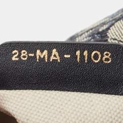 Pre Owned Dior Navy Blue Oblique Canvas and Leather Mini Saddle Bag