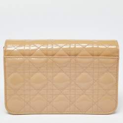 مملوكة مسبقًا حقيبة كلاتش ديور سلسلة نيو لوك جلد لامعة كاناج سوداء