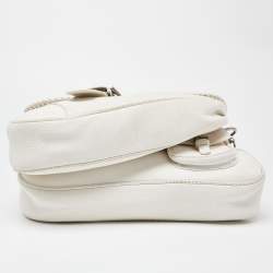 Pre Owned Dior White Leather Gaucho Double Saddle Bag