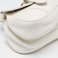 Pre Owned Dior White Leather Gaucho Double Saddle Bag