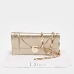Pre Owned Dior Gold Leather Diorama Chain Clutch
