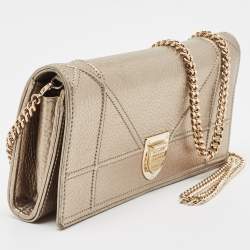 Pre Owned Dior Gold Leather Diorama Chain Clutch