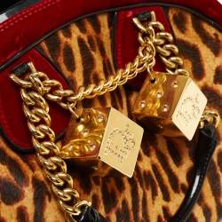 Pre Owned Dior Multicolor Leopard Print Calfhair, Velvet and Patent Leather Gambler Dice Bag
