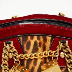Pre Owned Dior Multicolor Leopard Print Calfhair, Velvet and Patent Leather Gambler Dice Bag
