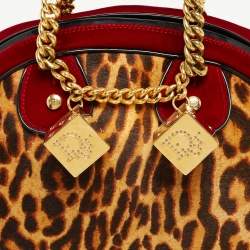 Pre Owned Dior Multicolor Leopard Print Calfhair, Velvet and Patent Leather Gambler Dice Bag