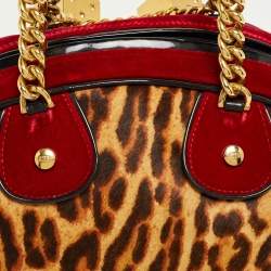 Pre Owned Dior Multicolor Leopard Print Calfhair, Velvet and Patent Leather Gambler Dice Bag