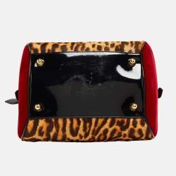 Pre Owned Dior Multicolor Leopard Print Calfhair, Velvet and Patent Leather Gambler Dice Bag