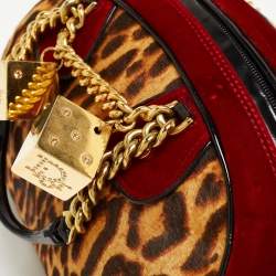 Pre Owned Dior Multicolor Leopard Print Calfhair, Velvet and Patent Leather Gambler Dice Bag