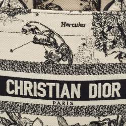 Pre Owned Dior White/Black Embroidered Canvas Small Zodiac Book Tote