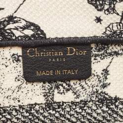 Pre Owned Dior White/Black Embroidered Canvas Small Zodiac Book Tote