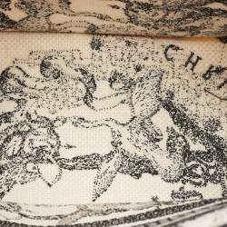 Pre Owned Dior White/Black Embroidered Canvas Small Zodiac Book Tote