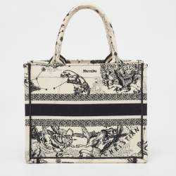 Pre Owned Dior White/Black Embroidered Canvas Small Zodiac Book Tote