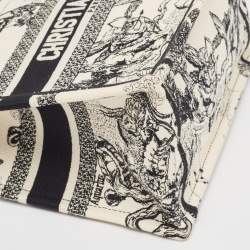 Pre Owned Dior White/Black Embroidered Canvas Small Zodiac Book Tote