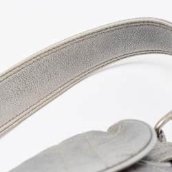 Dior Silver Quilted Cannage Leather Flap Shoulder Bag