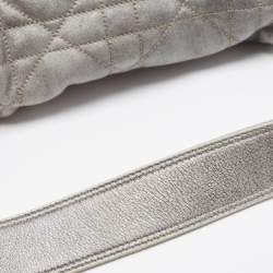 Dior Silver Quilted Cannage Leather Flap Shoulder Bag