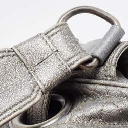 Dior Silver Quilted Cannage Leather Flap Shoulder Bag