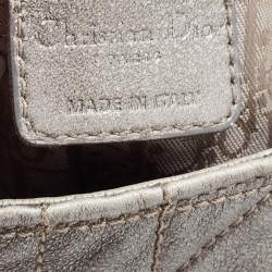 Dior Silver Quilted Cannage Leather Flap Shoulder Bag