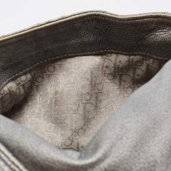 Dior Silver Quilted Cannage Leather Flap Shoulder Bag