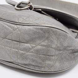 Dior Silver Quilted Cannage Leather Flap Shoulder Bag