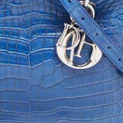 Pre Owned Dior Blue Crocodile Medium Diorissimo Tote