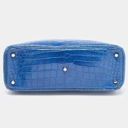 Pre Owned Dior Blue Crocodile Medium Diorissimo Tote