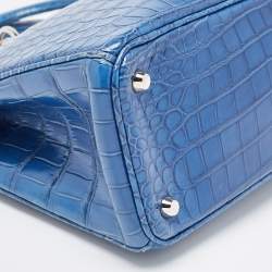 Pre Owned Dior Blue Crocodile Medium Diorissimo Tote