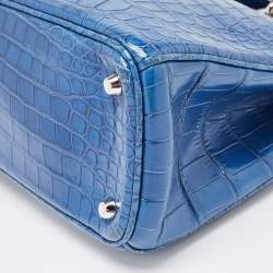 Pre Owned Dior Blue Crocodile Medium Diorissimo Tote
