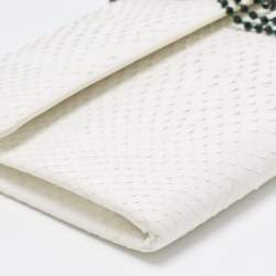 Pre Owned Dior White Snakeskin Leather Beaded Tassel Clutch