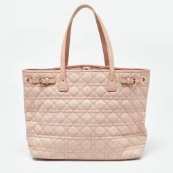 Dior Pink Cannage Coated Canvas and Leather Medium Panarea Shopper Tote