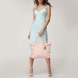 Dior Pink Cannage Coated Canvas and Leather Medium Panarea Shopper Tote