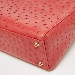 Pre Owned Dior Red Ostrich Large Lady Dior Tote