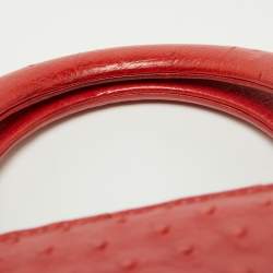 Pre Owned Dior Red Ostrich Large Lady Dior Tote