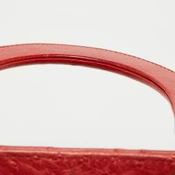 Pre Owned Dior Red Ostrich Large Lady Dior Tote