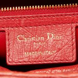 Pre Owned Dior Red Ostrich Large Lady Dior Tote