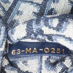 Pre Owned Dior Navy Blue/Brown Oblique Canvas and Rattan Wicker Basket Bag