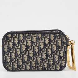 Dior Navy Blue Oblique Canvas and Leather Diorquake Clutch