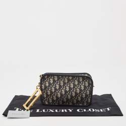 Dior Navy Blue Oblique Canvas and Leather Diorquake Clutch