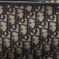 Dior Navy Blue Oblique Canvas and Leather Diorquake Clutch