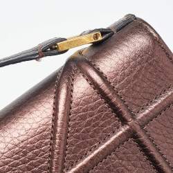 Pre Owned Dior Bronze Leather Diorama Top Handle Bag