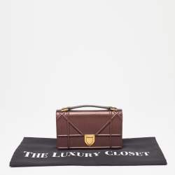 Pre Owned Dior Bronze Leather Diorama Top Handle Bag