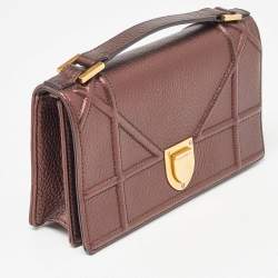 Pre Owned Dior Bronze Leather Diorama Top Handle Bag