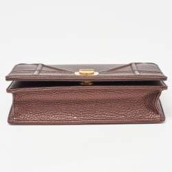 Pre Owned Dior Bronze Leather Diorama Top Handle Bag