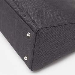 Pre Owned Dior Black Canvas Medium Lady Dior Tortoise Handle Tote