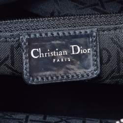 Pre Owned Dior Black Canvas Medium Lady Dior Tortoise Handle Tote