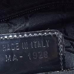 Pre Owned Dior Black Canvas Medium Lady Dior Tortoise Handle Tote