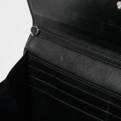 Pre Owned Dior Black Iridescent Cannage Patent and Leather Lady Dior Flap Wallet