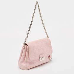 Pre Owned Dior Light Pink Cannage Leather Small Diorling Shoulder Bag