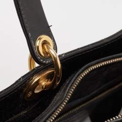 Pre Owned Dior Black Cannage Patent Leather Large Lady Dior Tote