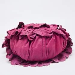 Pre Owned Dior Purple Leather Large Gypsy Ruffle Hobo