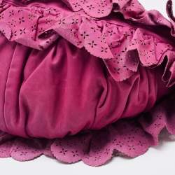 Pre Owned Dior Purple Leather Large Gypsy Ruffle Hobo